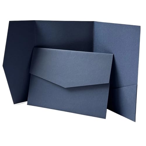 Tarjetas de boda personalizadas de alta gama con solapa de bolsillo verde de 25 unidades 2