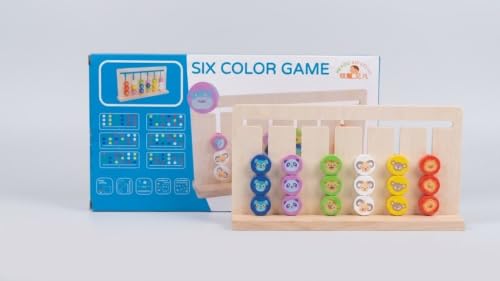 Image of Happy Hues 6-in-1 Wooden Montessori Sorting & Matching Puzzle Game - Educational Color & Animal Recognition Toy for Toddlers