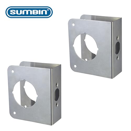 SUMBIN Lock and Door Reinforcer 1-3/4" Door Thick with 2-3/8" Backset, 2-1/8" Bore Defender Guard in Stainless Steel Finish (2PCS) by SUMBIN - Image 2