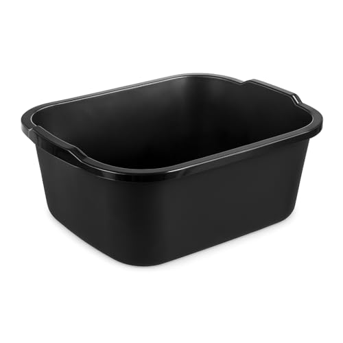 KAYAM360 18 Quart Plastic Dishpan, Black Multi-Purpose Wash Basin Tub for Kitchen, Sink, Laundry, Cleaning Tasks