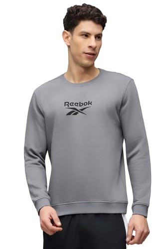 Image of Reebok Men's Classic Crew Sweatshirt - Cozy Fleece Pullover, No Hoodie Design