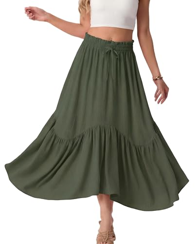 Jupe à volants asymétrique avec poches pratiques et ceinture extensible