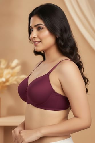 Image of Zivame Padded Non Wired 3 /4Th Coverage T-Shirt Bra - Beet Red
