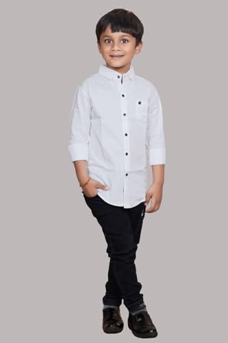 Image of Boys Solid Casual Shirt in Cotton Fabric