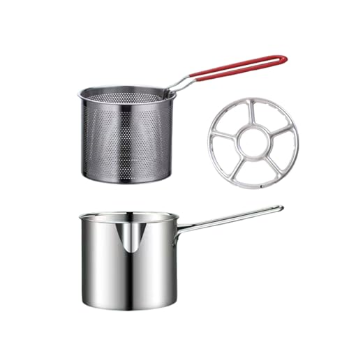 Sartenes de acero inoxidable 304 con colador desmontable, ollas de cocina familiares adecuadas para una filtración eficiente de aceite