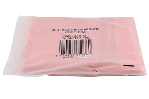 Crown Supplies Red Premium Medium Duty Disposable Aprons - Flat Pack Of 100