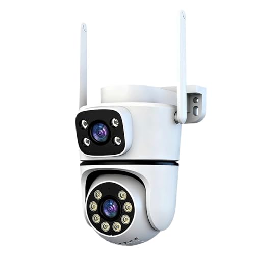 KOROBIE Caméra de sécurité, 4K 12MP Tuya Double Objectif PTZ WiFi caméra Full HD écran AI Humain Suivi Automatique de Surveillance vidéo sécurité...
