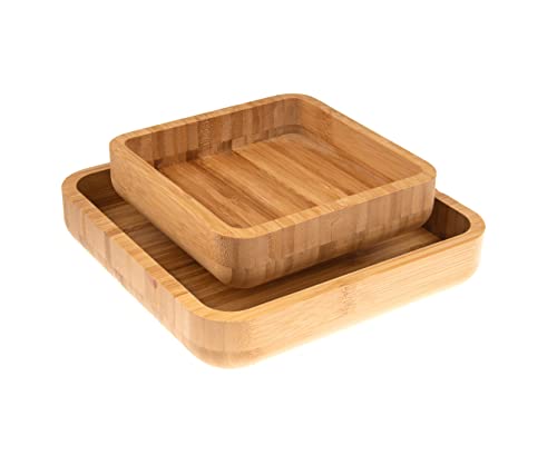 Mateda Bamboo Pistachio Snack Bowl Double Dish Nut Bowl With Shell Storage, 9.5" X 9.5" X 3.8" #TOP8