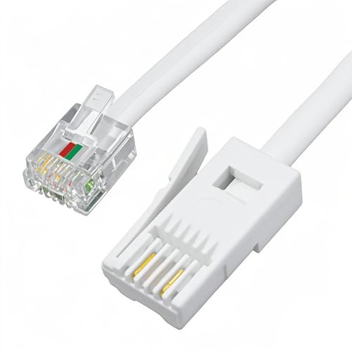 HDXH Cable de teléfono para módem ADSL de línea fija, cable de 2 m, BT a RJ11, enchufe de teléfono del Reino Unido a RJ11 para líneas telefónicas fijas domésticas británicas, dispositivos como