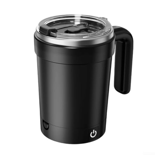 Taza agitadora recargable de acero inoxidable con función de mezcla automática y lectura de temperatura de la bebida (inglés) negro)