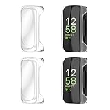 EasEasy 4 Pack Compatible For Fitbit Inspire 3 Case Clear, Soft TPU Full Cover Protection Bumper & HD Watch Screen For Inspire 3 Protector-Transparent