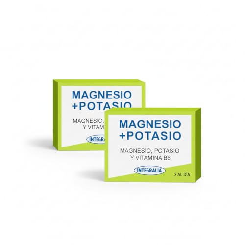 Integralia Magnesio y Potasio - Pack Ahorro 2 x 60 Cápsulas - Suplemento para Reducir Fatiga, Apoyo Muscular y Nervioso, Reforzado con Magnesio y Potasio para Energía Diaria - Apto para Veganos