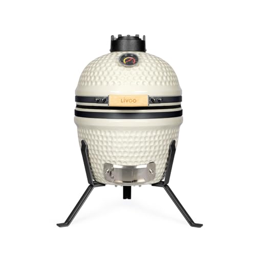 Livoo Kamado DOC330 - Barbacoa ahumadera (ø27 cm) de cocina, cuerpo de arcilla refractaria, deflector de calor ø16 cm
