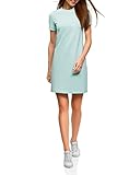 oodji Ultra Damen Lässiges Kleid mit Kurzen Ärmeln, Türkis, DE 36 / EU 38 /S