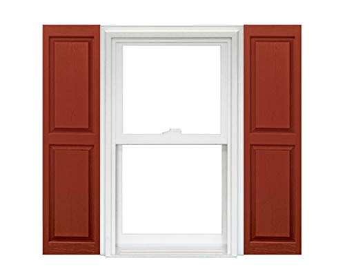 Polaris Homeside Raised Panel Vinyl Shutters (1 Pair) 14-1/2in. x 43in. - 051 Red