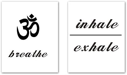 Yoga Quote Saying Wall Art Print ，Inhale Exhale be Breathe Art Print ， Yoga Sign om Meditation Awakening Art Picture ，Set of 3 10 X 8 inch no Frame，for Living Room Gym Room Yoga Room Home Decor