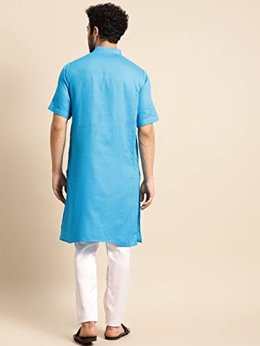Image of Rajubhai Hargovindas Men's Pure Cotton Woven Design Half Sleeve Kurta