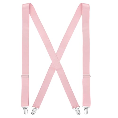 Sintege Hidden Womens Suspender for Pants Under Clothes 1 Width Thin X-Back Ladies Suspenders for Female Jeans Undergarment(Light Pink 1 x 43.3 Inch)