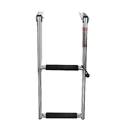 Young Marine Stainless Steel Drop Down Telescopic and Folding Boat Ladder with White Plastic Footboard,Over Platform Mounting (2 Steps Black) by Young Marine - Image 5