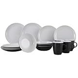 Gimex - Solid Line - Vajilla - Blanco y Negro - 16 Piezas