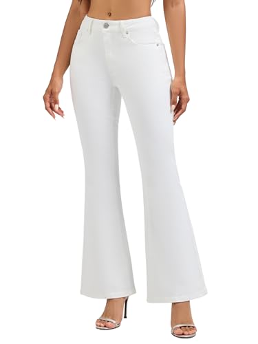 Flare Bell Bottom Jeans for Women Mid Low Rise Slim Vintage Washed Bootcut Denim Pants