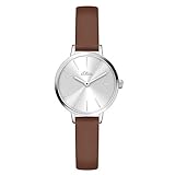 Gut ablesbares Zifferblatt s.Oliver Damen Analog Quarz Armbanduhr mit Kunstleder SO-4085-LQ
