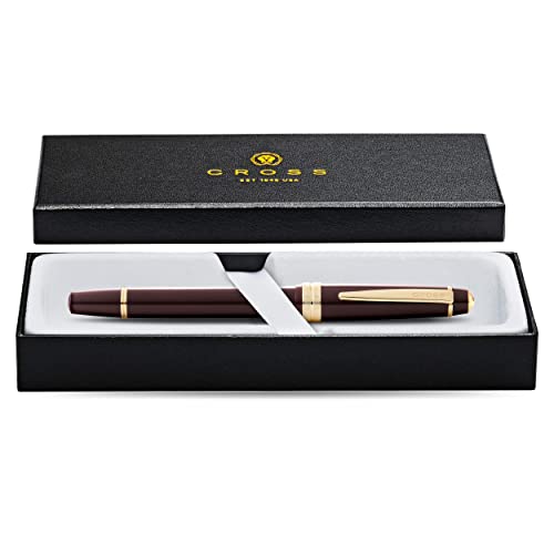 Image of Cross Bailey Light Polished Burgundy Fountain Pen - Refillable, Medium Nib, Black Ink, Presented in Everyday Gift Box