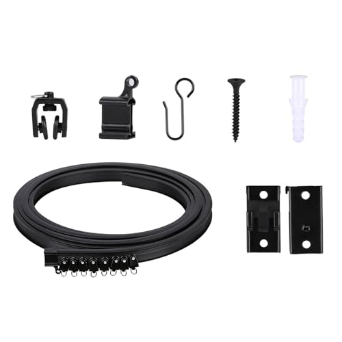 Quiet Operate Flexible Curtain Track Kits 9.8ft Ceiling Fixtures Rails For Drapes With Smooth Rollers And Metal Hook Set