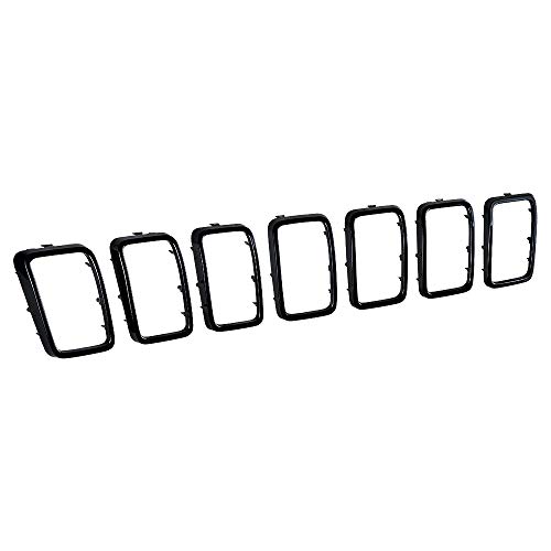 Image of Gloss Black Grill Rings Rims Cover Grille Inserts Compatible with 2017 2018 2019 2020 Jeep Grand Cherokee Accessories Body Kits 7pcs
