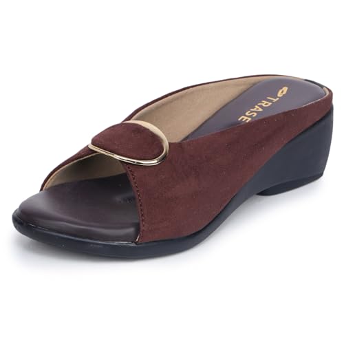 Image of TRASE Women's Fashion Sandals | Faux Leather Comfortable and Stylish Wedges | For Casual Wear & Formal Wear Occasions | For Women & Girls