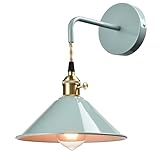 JEENKAE Modern Macaron Wall Sconce with On-Off Switch E26 Based Wall Mounted Light Fixture with Umbrella Shade for Bathroom Hallway Powder Room Kitchen Mirror, Sea Green