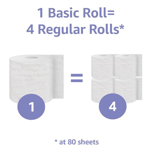 Image of Amazon Basics 2-Ply Toilet Paper, 12 Mega Rolls (Equal to 48 Regular Rolls), 350 Sheets per Roll, Unscented, Septic Safe