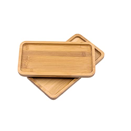 La Mejor Recopilación de Bandejas de baño los más solicitados. 44 ARTE MARRON 2 Pack de charolas/bandejas Decorativas rectangulares de Madera de Bambu Multiusos para Servir botanas o como decoración