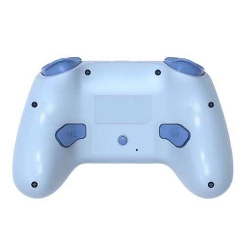 FONLAM Switch対応 コントローラー iOS/PC/Androidにも全対応 全透明外見 RGBライト ホールスティック デッドゾーンなし ホールトリガー リニアトリガー ゲームパッド マクロ機能 自動連射 ドリフトしません 振動調節 無線 ゲームコントローラー アプリ対応 スリープ解除 (マカロン-青い)