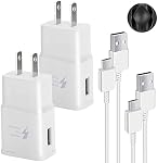 Chargeur pour Samsung Galaxy S9, Swadaws 2 Pack Adaptive Fast Wall Android Comprimé de téléphone portable Chargeur Station Adaptateur USB Type C Câble compatible Samsung Galaxy S20 S10 S10e S8 Plus/Note 8 9 (Blanc)