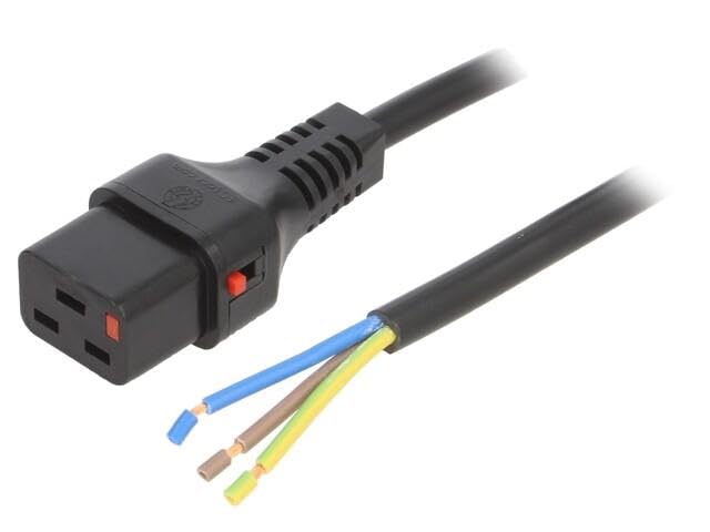 Câble IEC C19 femelle fils 2m noir IEC LOCK cordon alimentation baie serveur