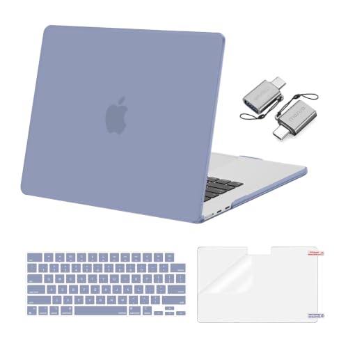 Image of MOSISO Compatible with MacBook Air 15 inch Case M5 2026 M4 M3 M2 2025-2023 | A3448 A3241 A3114 A2941, Hard Shell&Keyboard Cover&Screen Film&Type C, Great for Study Travel Work, Lavender Gray
