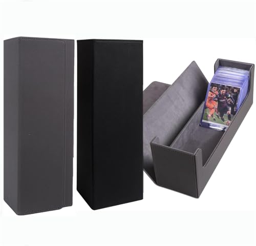 Image of 2 Pcs Card Toploader Storage Trading Cards Holding Box for 400+ Cards Top Loader Storage Boxes for Magic Cards Baseball Cards Trading Cards Card Sleeve Top Loader Collector Case (Black&Gray)