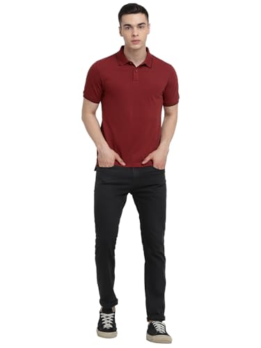 Image of Deniklo Men's Super Soft Half Sleeve T-Shirt | Regular Fit Solid Polo T Shirt for Men | Cotton Rich with Button Down Closure Type for Men |Rib Collar Polo T Shirt | Branded Polo T-Shirt for Men's