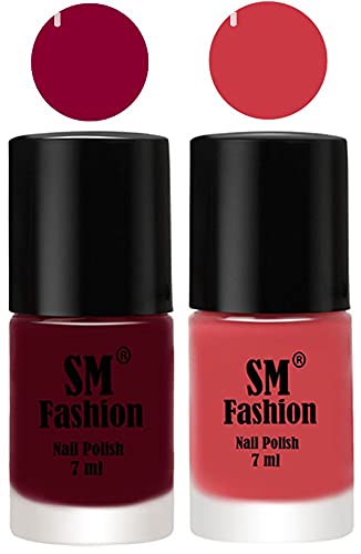 Image of Long Lasting Nail Polish | Nail Paint Combo 7 ml Each) - Set of 2 Boysenberry-Punch Pink