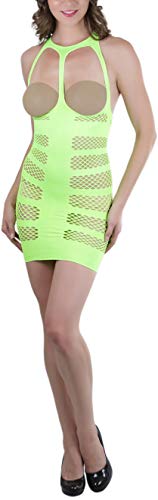 Image of ToBeInStyle Women's Stretch See Through Fishnet Novelty Mini Rave Party Dress