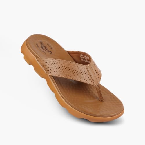 Image of Medifeet Broad Strap Cushioned Leather Slippers for Women