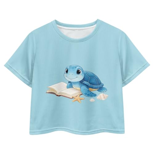 Image of Girls Fashion Crewneck Tee Shirts Casual Short Sleeve Crop Top Summer Outfits 5-14 Year