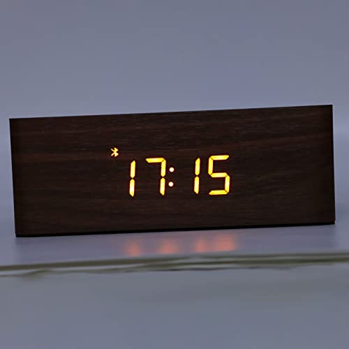 Digitale wekker Draadloze luidspreker, 6 Bluetooth 4.2 100Hz-18KHz Touch Button Control Wekker Bluetooth-luidspreker voor kantoor voor slaapkamer) Bruine houtnerf (exportversie) - Image 8
