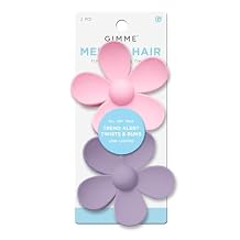 Gimme Beauty Medium Hair Clip - Flower Claw Clip Duo - Aesthetic Accessories for Women - Gentle-Grip Daisy Accessory with Non-Slip Finish - Colorful Claw Perfect for Long Hair - 2 Pack, Purple/Pink