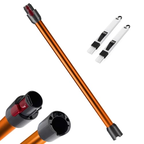 Tube d’extension compatible avec Dyson V7 V8 V10 V11 V15, Tube Télescopique Rigide, Barre d’extension avec Brosses 2-en-1, Accessoire Aspirateur (Orange)