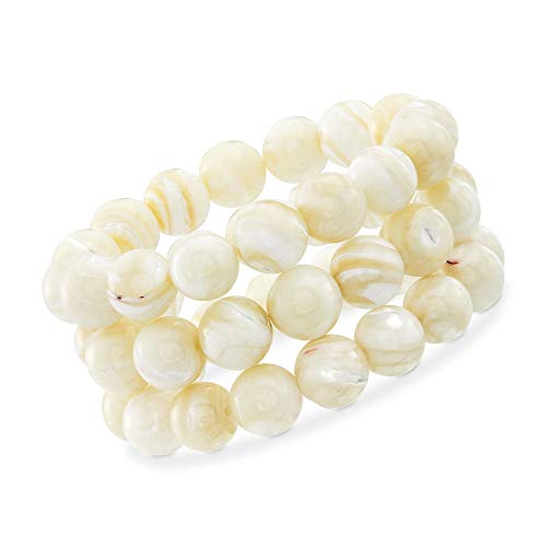 Bracelet en nacre véritable cadeau unisexe de pierres précieuses 8 mm avec perles extensibles