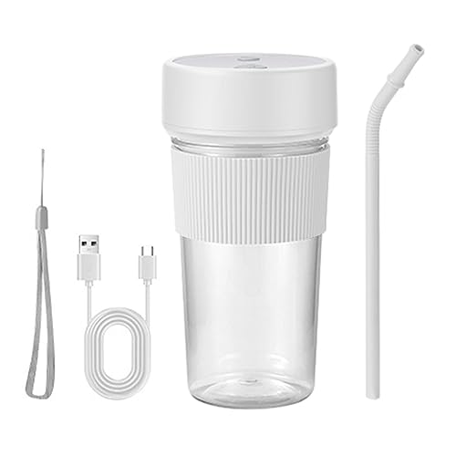 Youding Licuadora de jugo fresco, 350 ml, licuadora personal de viaje para batidos, diseño de pajita, licuadora de tamaño personal para batidos, licuadora personal de viaje con 6 cuchillas para el
