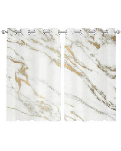HERBED Sheer Curtains 2 Panels 42x45 Inch Marble Pattern