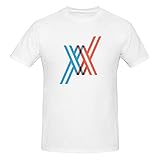 Darling in The Anime FranXX Men's T-Shirts Cotton Short Sleeve Crew Neck Fashion Graphic Print Tees White Large